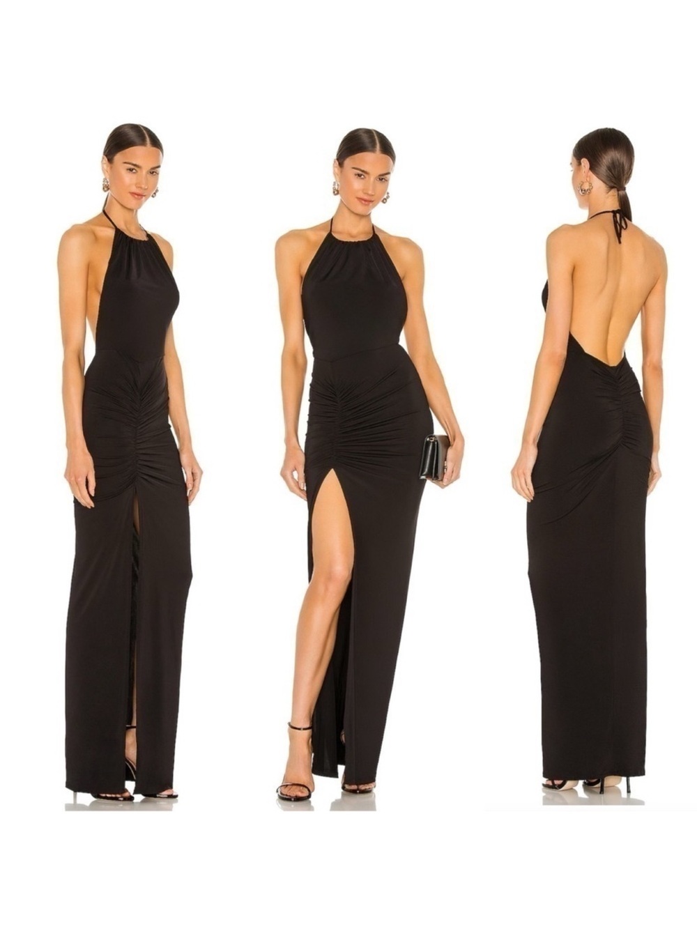 Michael Costello Black Addison Maxi Gown Medium